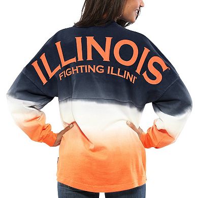 Women's Navy Illinois Fighting Illini Ombre Long Sleeve Dip-Dyed Spirit Jersey