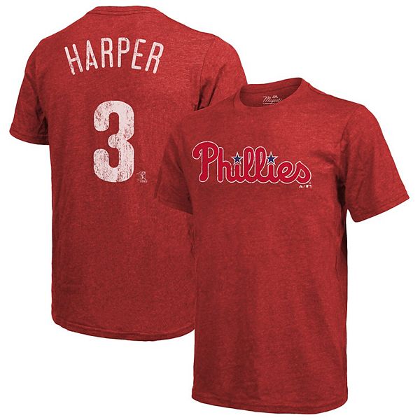 Philadelphia Phillies Majestic Threads Women's Front and Back Tri-Blend T- Shirt - Red