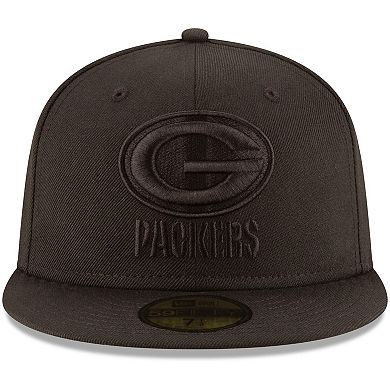 Men's New Era Green Bay Packers Black on Black 59FIFTY Fitted Hat