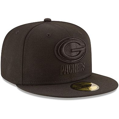 Men's New Era Green Bay Packers Black on Black 59FIFTY Fitted Hat