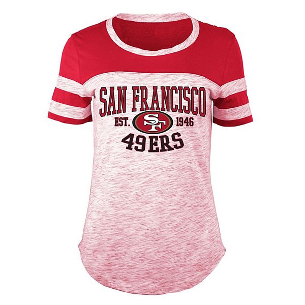 Women's San Francisco 49ers Gameday Couture Gray Tackle Titan Boyfriend  Washed T-Shirt
