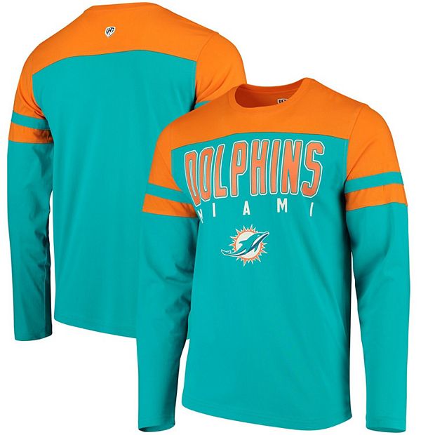 Men's Hands High Aqua/Orange Miami Dolphins Lifestyle Playoff Long Sleeve T- Shirt