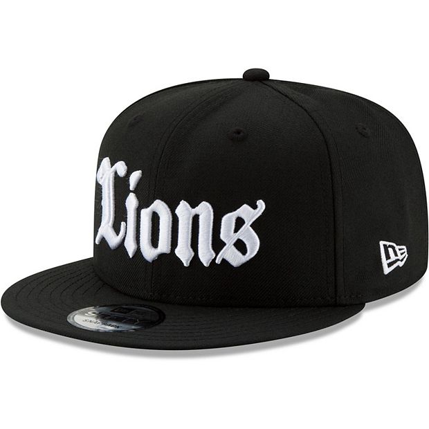 detroit lions black fitted hat