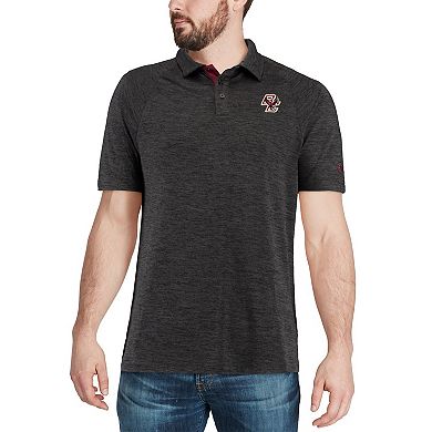 Men's Colosseum Heathered Black Boston College Eagles Down Swing Polo