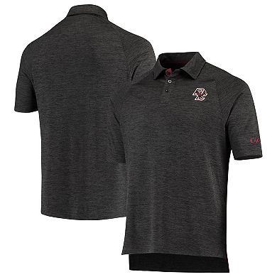 Men's Colosseum Heathered Black Boston College Eagles Down Swing Polo