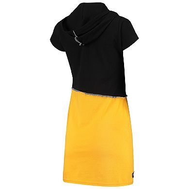 Women's Refried Apparel Black/Gold Pittsburgh Steelers Sustainable Hooded Mini Dress