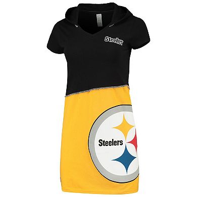 Women's Refried Apparel Black/Gold Pittsburgh Steelers Sustainable Hooded Mini Dress