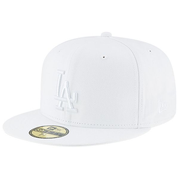 Los Angeles Dodgers Fitted New Era 59Fifty White Logo Basic Cap Hat Navy 7 5/8