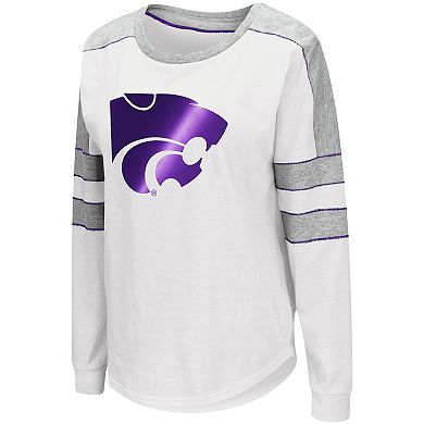 Women's Colosseum White Kansas State Wildcats Trey Dolman Long Sleeve T-Shirt