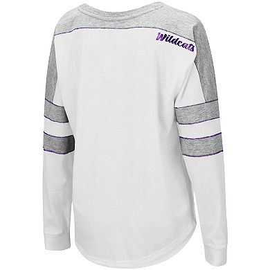 Women's Colosseum White Kansas State Wildcats Trey Dolman Long Sleeve T-Shirt