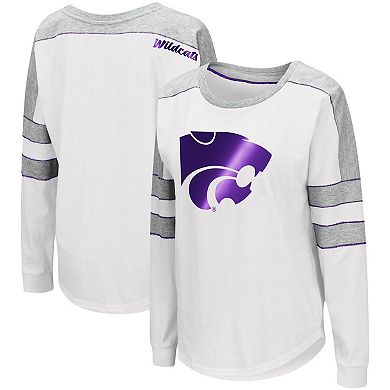 Women's Colosseum White Kansas State Wildcats Trey Dolman Long Sleeve T-Shirt