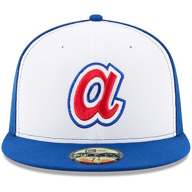 New Era White/Royal Atlanta Braves Cooperstown Collection 59FIFTY Fitted Hat