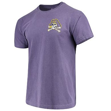 Men's Purple ECU Pirates Baseball Flag Comfort Colors T-Shirt