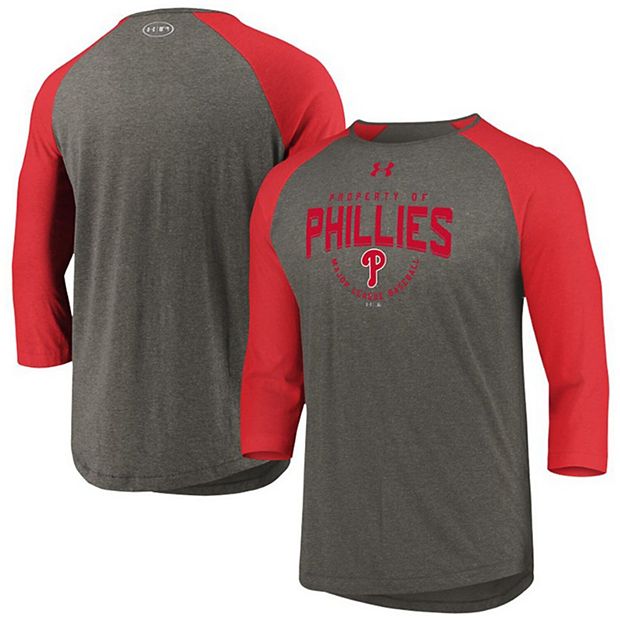 Philadelphia Phillies Womens Red Triblend 3/4 Raglan Crew Neck LS Tee