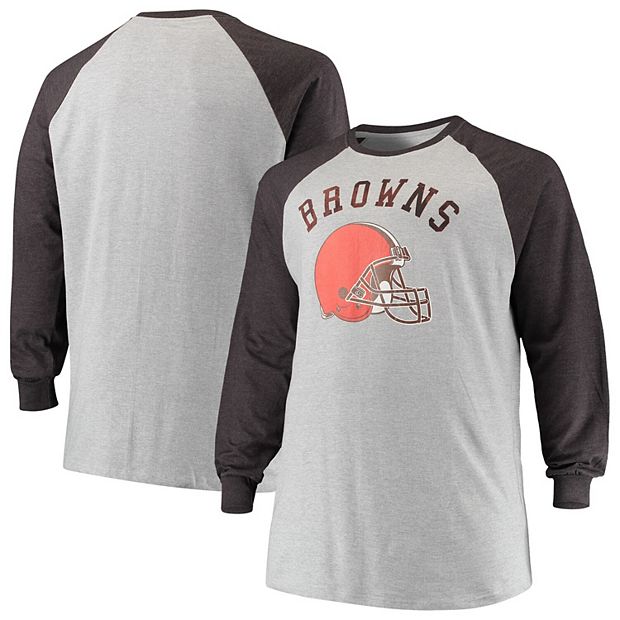 Men's Heathered Gray Cleveland Browns Big & Tall Contrast Raglan Long  Sleeve T-Shirt