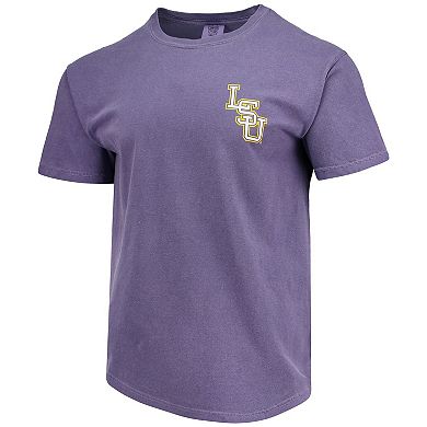 Men's Purple LSU Tigers Baseball Flag Comfort Colors T-Shirt