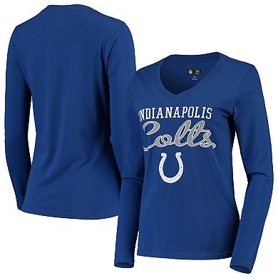 Women's G-III 4Her by Carl Banks Royal Indianapolis Colts Post Season Long Sleeve V-Neck T-Shirt
