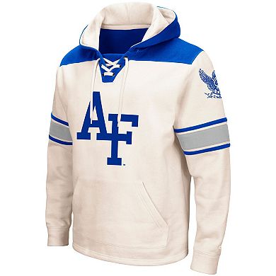 Men's Colosseum Cream Air Force Falcons 2.0 Lace-Up Pullover Hoodie