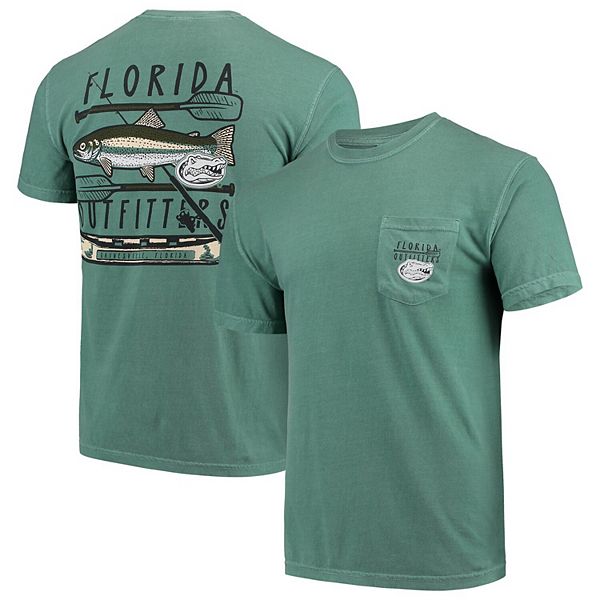 Men's Green Florida Gators Fishing Stack Comfort Colors Pocket T-Shirt