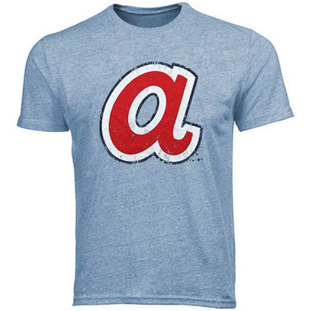 Majestic Threads Atlanta Braves 1972-1980 Cooperstown Logo Tri-Blend T-Shirt  - Light Blue