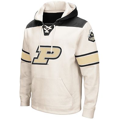 Men's Colosseum Cream Purdue Boilermakers 2.0 Lace-Up Pullover Hoodie