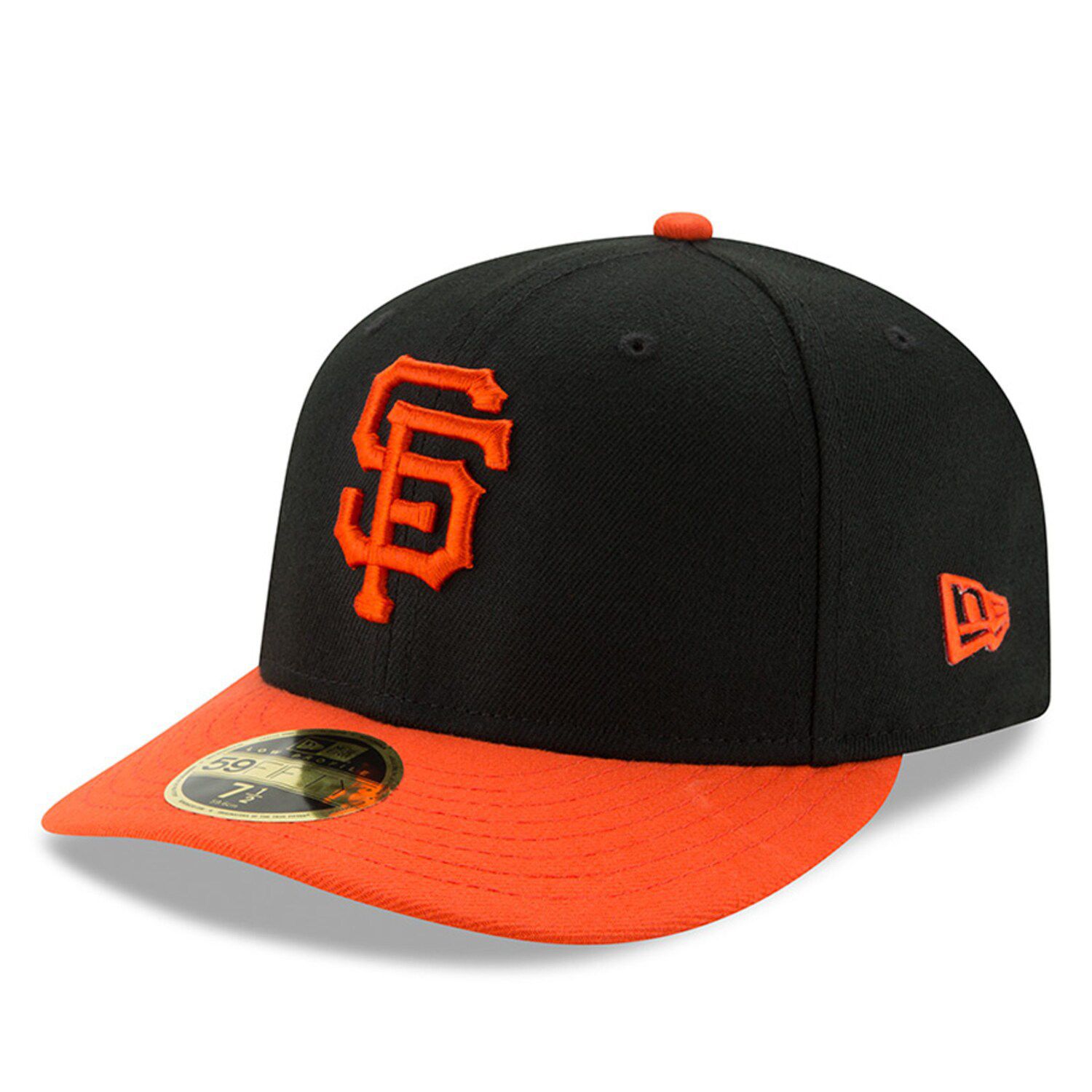 orange and black fitted hat