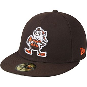 Men's New Era Brown Cleveland Browns Brownie Omaha Throwback 59FIFTY Fitted Hat