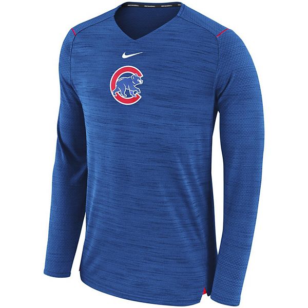 Men's Nike Royal Chicago Cubs AC Breathe Long Sleeve Performance T-Shirt