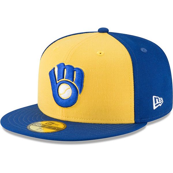 Men s New Era Yellow Milwaukee Brewers Cooperstown Collection Wool 59FIFTY Fitted Hat