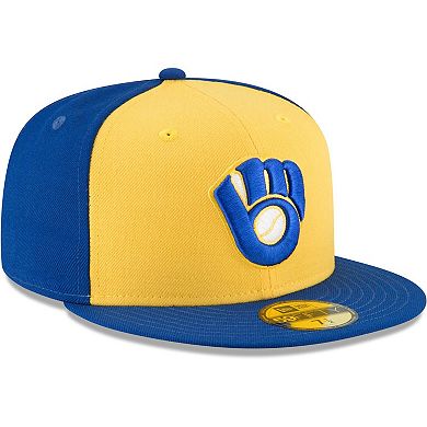 Men's New Era Yellow Milwaukee Brewers Cooperstown Collection Wool 59FIFTY Fitted Hat