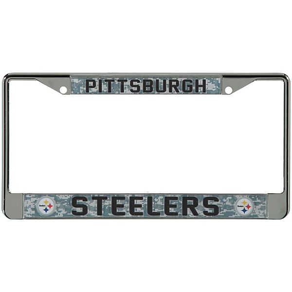 Pittsburgh Steelers Digi Camo License Plate Frame with Black Letters
