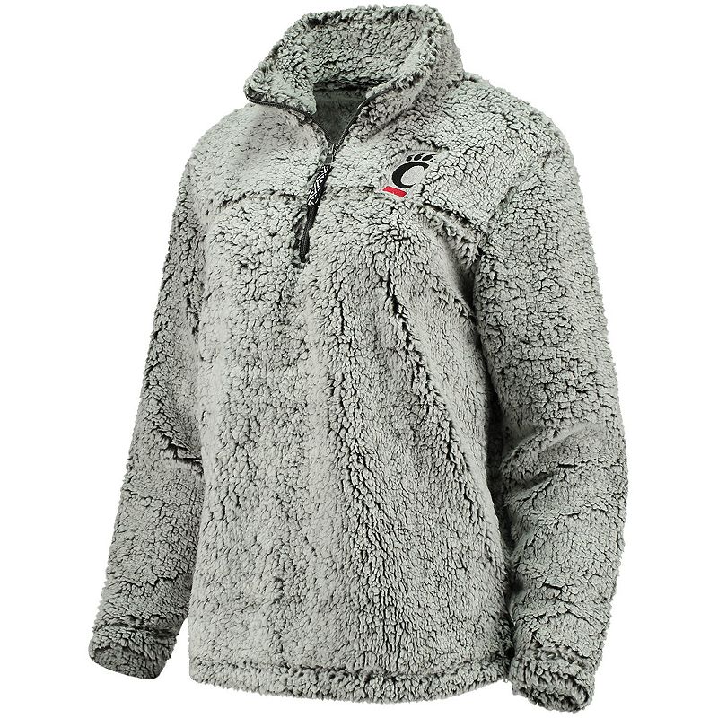 Womens Gray Cincinnati Bearcats Sherpa Super Soft Quarter Zip Pullover Jac