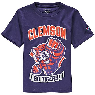 Youth Champion Purple Clemson Tigers Strong Mascot T-Shirt