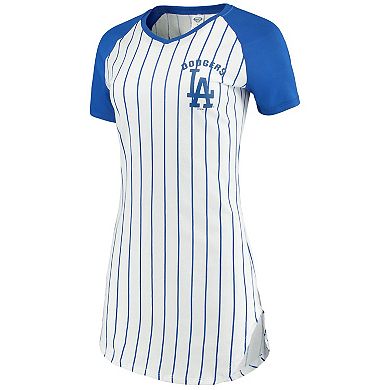 Women's Concepts Sport White Los Angeles Dodgers Vigor Pinstripe Nightshirt