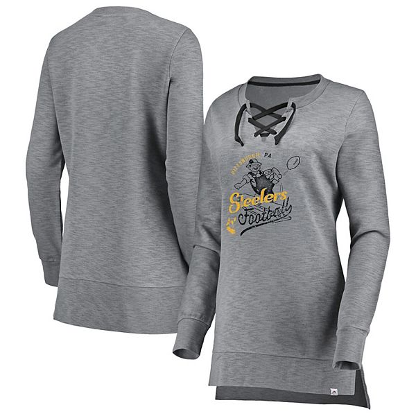 Women's Majestic Heathered Gray Pittsburgh Steelers Plus Size