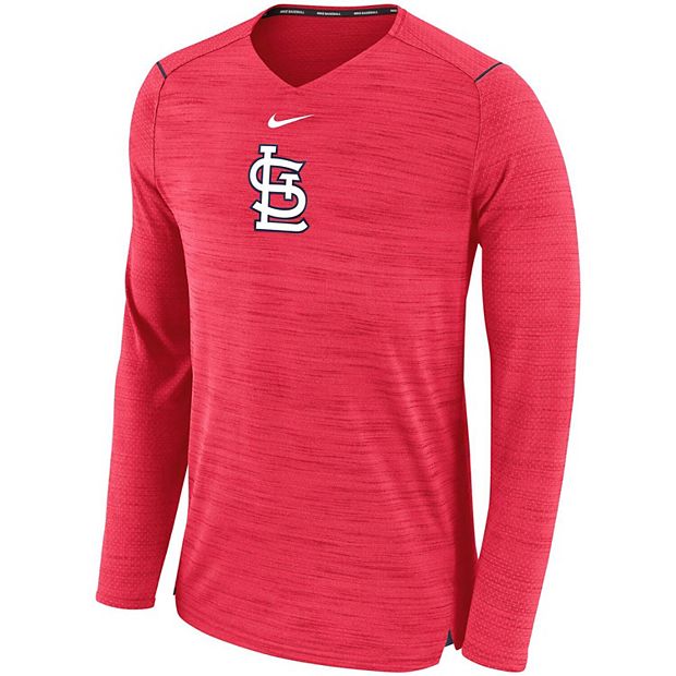 Men's Nike Red St. Louis Cardinals AC Breathe Long Sleeve Performance T- Shirt