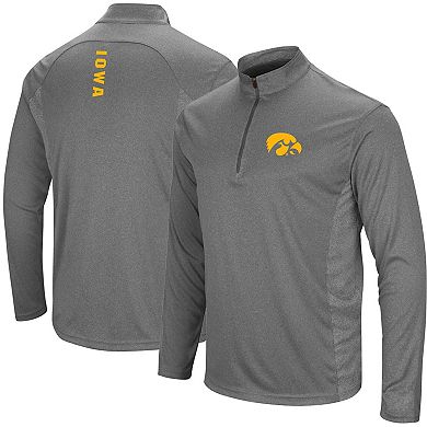 Men's Colosseum Heathered Black Iowa Hawkeyes Audible Windshirt Quarter ...