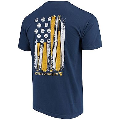 Men's Navy West Virginia Mountaineers Baseball Flag Comfort Colors T-Shirt