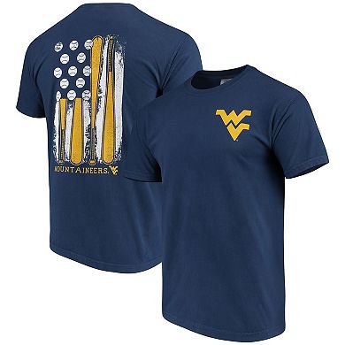 Men's Navy West Virginia Mountaineers Baseball Flag Comfort Colors T-Shirt