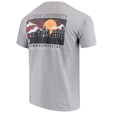 Men's Gray Rutgers Scarlet Knights Team Comfort Colors Campus Scenery T-Shirt
