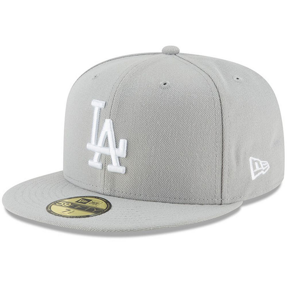 Men S New Era Gray Los Angeles Dodgers Fashion Color Basic 59fifty Fitted Hat