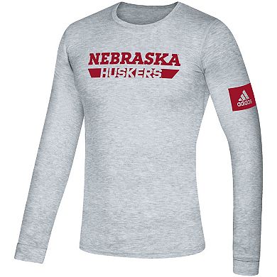 Men's adidas Heathered Gray Nebraska Huskers 2019 Sideline Practice Creator climalite Long Sleeve T-Shirt