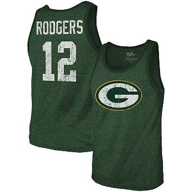 Men's Fanatics Branded Aaron Rodgers Green Green Bay Packers Name & Number Tri-Blend Tank Top