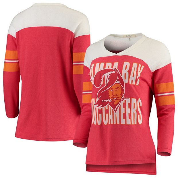Women's Junk Food Red/White Tampa Bay Buccaneers Throwback Football Long  Sleeve T-Shirt