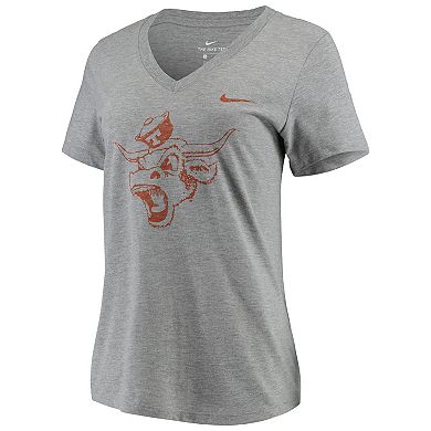Women's Nike Heathered Gray Texas Longhorns Vault Tri-Blend V-Neck T-Shirt