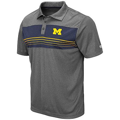 Men's Colosseum Heathered Charcoal Michigan Wolverines Smithers Polo