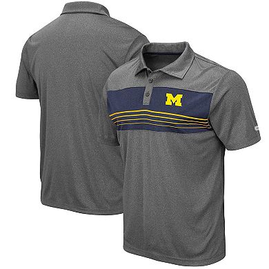 Men's Colosseum Heathered Charcoal Michigan Wolverines Smithers Polo