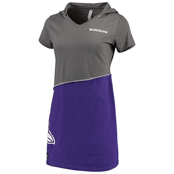 Women s Refried Apparel Charcoal Purple Baltimore Ravens Sustainable Hooded Mini Dress