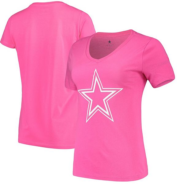 Women's Pink Dallas Cowboys Team Practice Glitter V-Neck T-Shirt