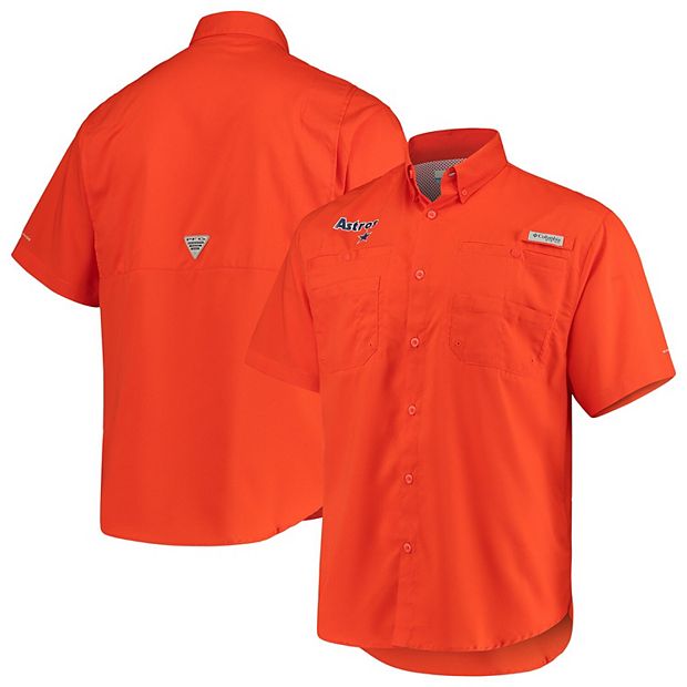 Men's Columbia Orange Houston Astros Cooperstown Collection Tamiami Button- Down Omni-Shade Shirt